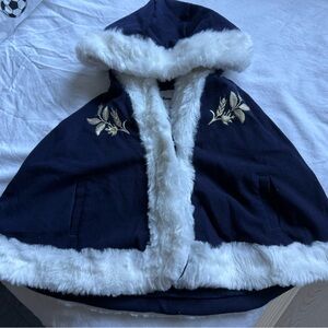Janie and Jack ✖️Disney Frozen Elsa Navy Cape with White Fur Trim Size5 to6